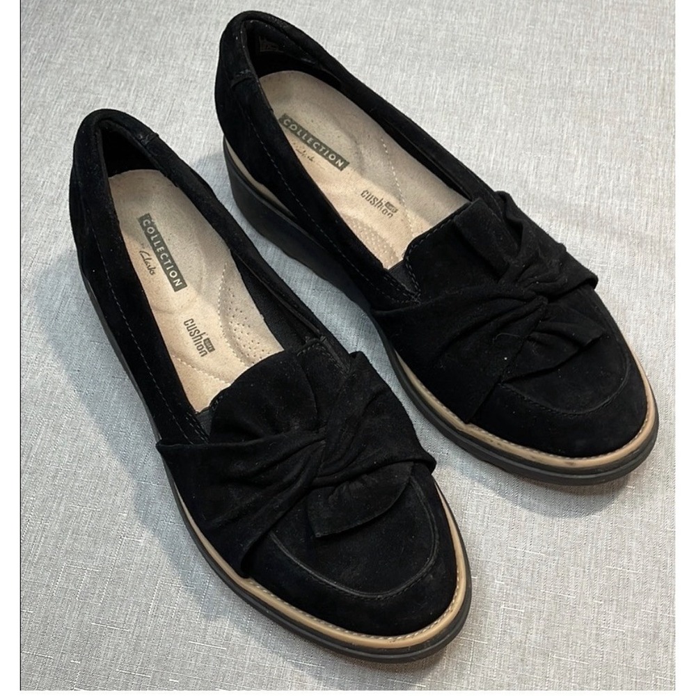 Clark Collection Women's Size 10M Black Suede Loafer Comfort Soft Cushion Casual